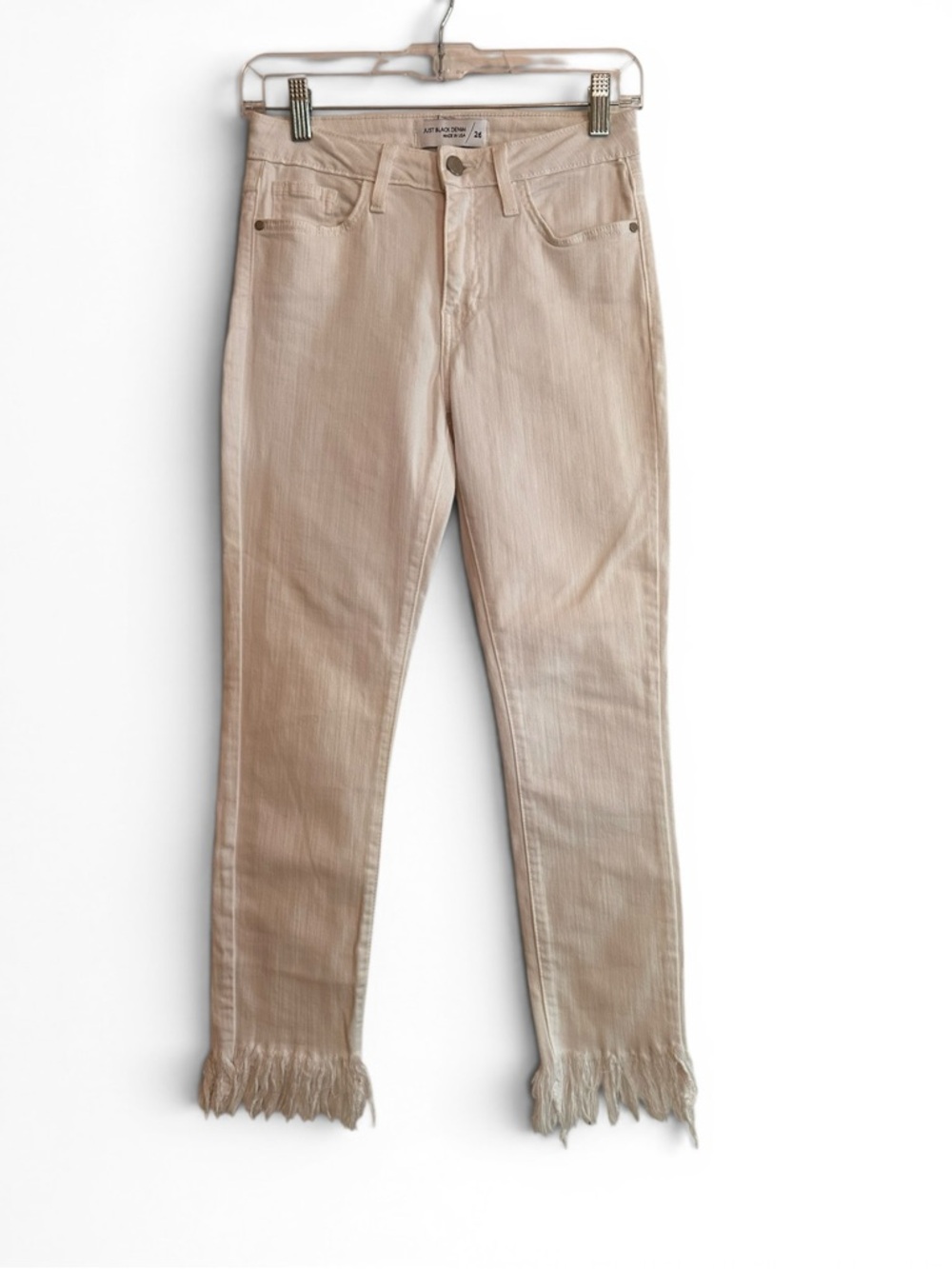 Just Black White Frayed Hem Cropped Jeans